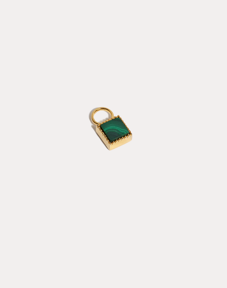 Malachite Square Earring Charm in Gold